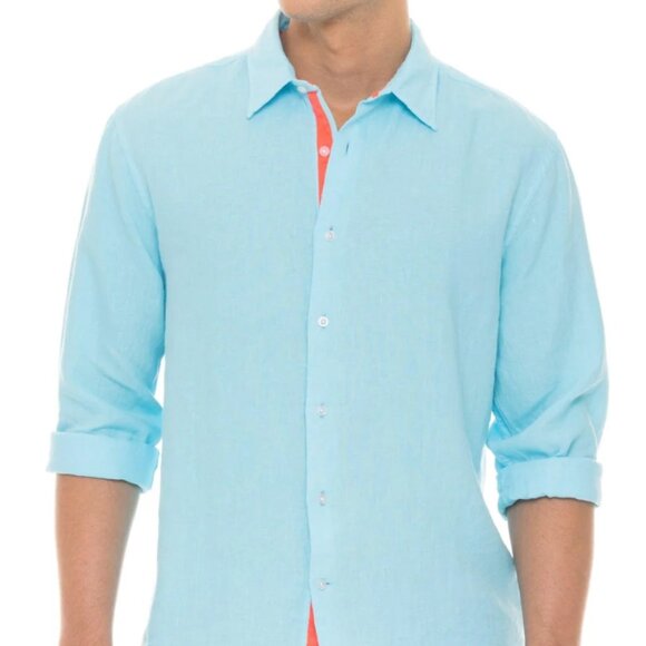 Le Club Original Peter Linen Shirt XL Pink, Aqua and Navy (3) - Picture 7 of 15